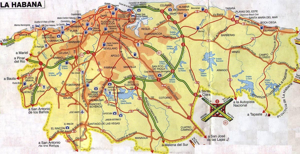 Havana Cuba sa isang mapa