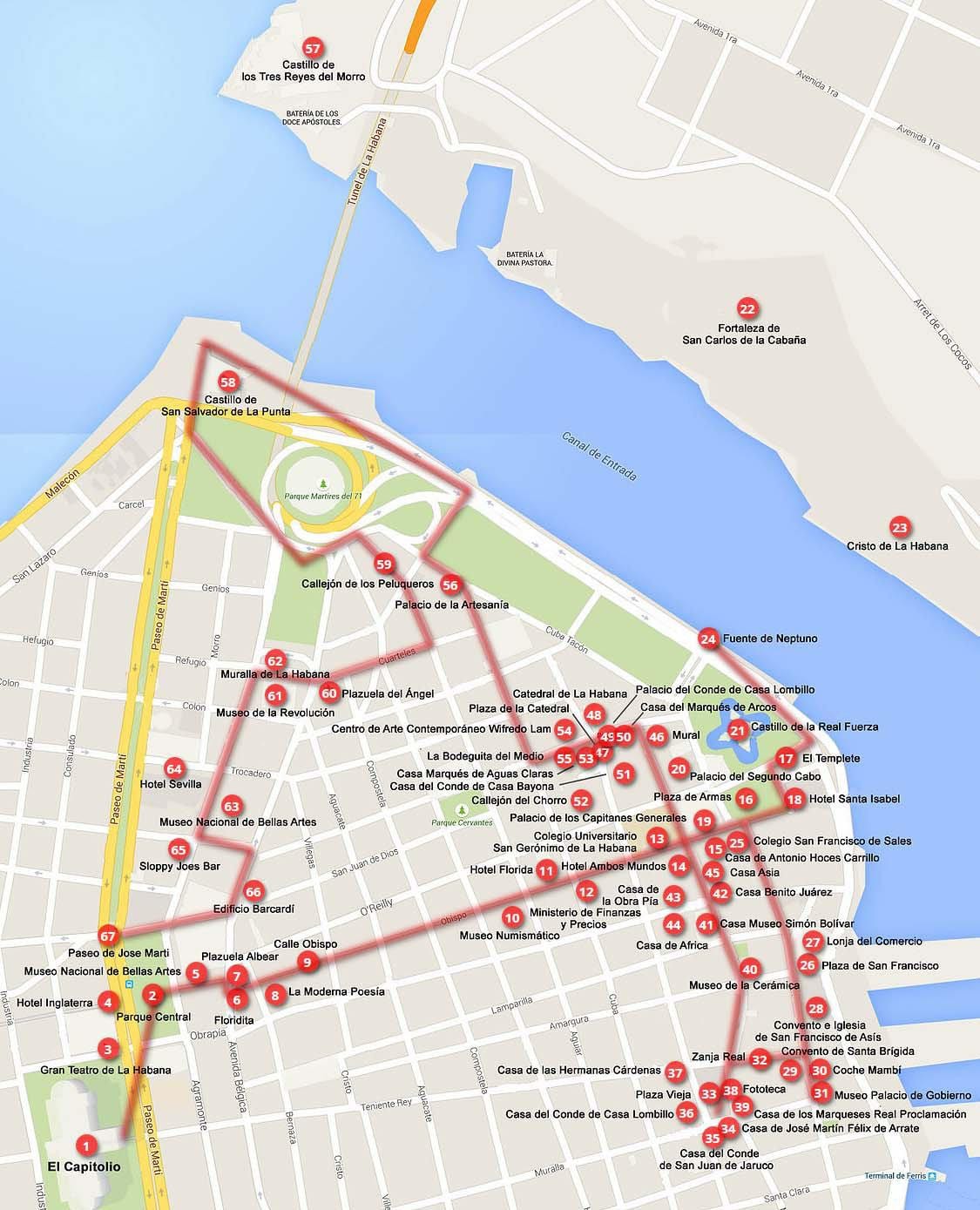 naglalakad mapa ng Havana
