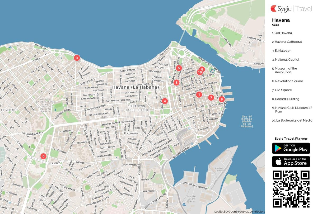 Havana Cuba turista mapa