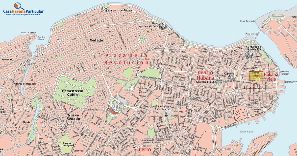 mapa ng kalye ng old Havana Cuba