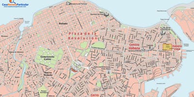 Mapa ng kalye ng lungsod ng Havana Cuba