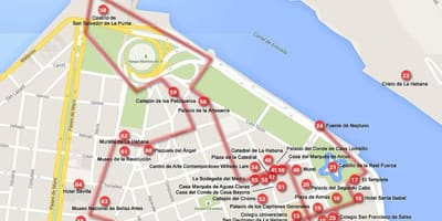 Mapa ng Havana walking tour